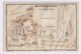 1911 Original Antique Map / Plan Of Heidelberg Castle Schloss / Germany - £19.20 GBP