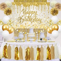 Gold Birthday Party Decorations Set Happy Birthday Decorations For Women Girls-  - £29.60 GBP