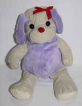 Puli Intl Lavender Gray Plush Puppy Dog 10&quot; Red Nose Bow Stuffed Animal Soft Toy - £12.35 GBP