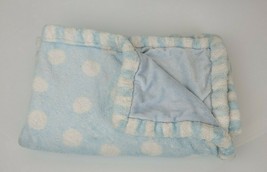 Bright Future Baby Blanket Blue White Plush Dots Stripe Security Lovey - £19.31 GBP