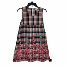 Hayden LA Women Dress Embroidered Floral Plaid Sleeveless Multicolor Small - £14.63 GBP