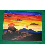 TALE OF TWO SUNS ORIGINAL ART OIL PAINTING STAR WARS TATOOINE LUKE SKYWA... - £47.39 GBP