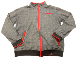 Adidas Jacket Boy Youth Large 14/16 Gray Red Full Zip Up Basketball Track Warmup - £11.05 GBP