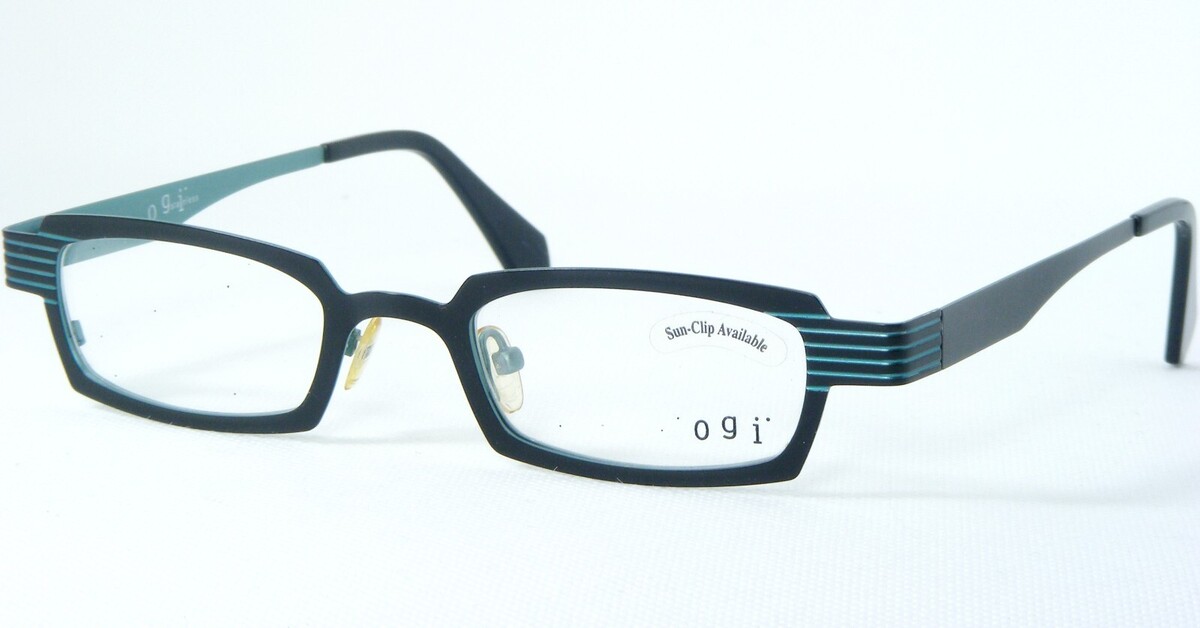 Ogi 4017 1171 Mat Noir / Teal Lunettes Métalliques Monture 46-21-135 (No... - $66.32