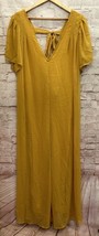 Fashion Nova Jumpsuit XL Wide Leg Crepe Mustard Yellow NEW Short Sleeve - £31.06 GBP