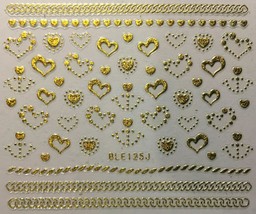Nail Art Decal Stickers Gold or Silver Hearts &amp; Anchors Valentine&#39;s Day ... - £2.50 GBP