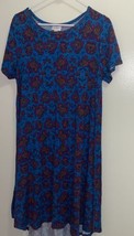 Lularoe Womens  Dress Teal Red Orange Print M Medium Bust 34” 36” Length  43” - £7.44 GBP