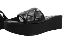 Seychelles Women&#39;s High Note Wedge Sandal, Black Leather Footwear, Made ... - £54.35 GBP