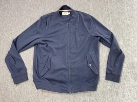 The Normal Brand Jacket Mens Medium Blue Full Zip Bomber Sweatshirt Pockets - $29.69