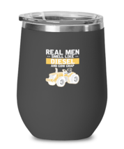 Wine Glass Tumbler Stainless Steel Funny Real Men Smell Like Diesel And Cow  - £26.33 GBP