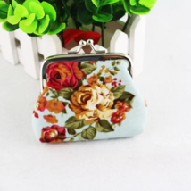 Floral Lock Coin Change Purse - New - Blue - $12.99