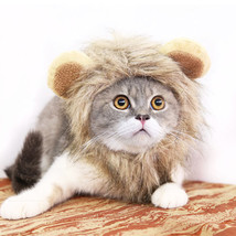 Funny Pet Hat For Small Dogs Cats Hat Emulation Lion Hair Mane Ears Head Cap Sca - £10.77 GBP