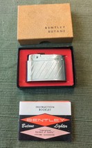 Vintage Bentley Butane Lighter Silver Striped in Box with instruction bo... - $14.99