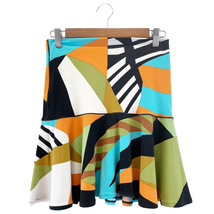 Eva Varro Womens S Geometric Flare Skirt Stretchy Colorful Festive Party Bold  - £23.12 GBP