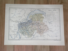 1887 Antique Map Of Department Of HAUTE-SAVOIE Annecy Lake Geneva / France - £18.04 GBP
