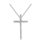 Genuine 14k White Gold 0.90&quot; Cubic Zirconia Fancy Cross Pendant Necklace... - $362.00+