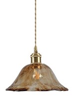 Nordic Luxury Hanging Pendant Light Fixture Caramel Glass Brass Fabric Corded - £47.14 GBP