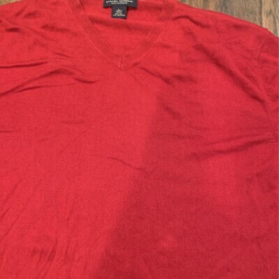 Banana Republic Mens Pullover Sweater Red V Neck Ribbed Long Sleeve L Silk Blend Item image 2