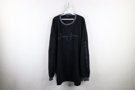 Vintage Sean John Mens 3XL Distressed Spell Out Script Long Sleeve T-Shirt Black - £34.36 GBP