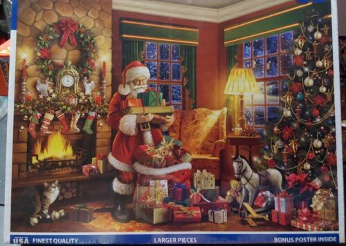 White Mountain Jigsaw Puzzle 1000 pc 24x30" 2023 Santas Big Night Sealed Poster - $23.04