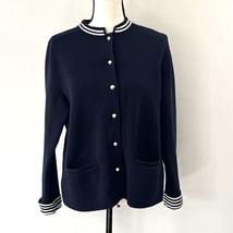 Talbots Cardigan Sweater Women&#39;s Navy Blue Cotton Silk Blend  Large - £15.59 GBP