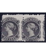 Canada - Nova Scotia #8a - Scarce 2-Way Misperf Error / EFO Pair 1c Quee... - $123.07 CAD