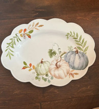 Potter&#39;s Studio Fall BLUE HARVEST Pumpkins Ceramic Serving Platter New S... - $34.99
