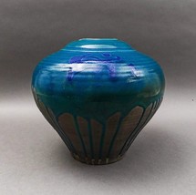 Vintage Drip Glaze Raku Large Art Pottery Vase 10 1/2&quot; - £157.31 GBP