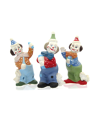 3 Vintage Ceramic Plaster Polka Dot Clowns Puppies 6&quot; Figurines Circus C... - £11.82 GBP