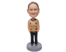 Custom Bobblehead Funny guy wearing an interesting sweater with pants and casual - £70.39 GBP