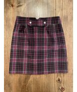 Burgundy Plaid Wool Skirt - $7.92