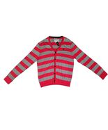 NWT Express Men&#39;s XL Red &amp; Gray Striped Cotton Cardigan Sweater  - €33,75 EUR