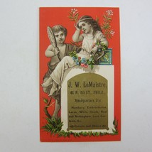 Victorian Trade Card JW LeMaistre Philadelphia PA Lace &amp; Curtains Antique 1878 - £8.03 GBP