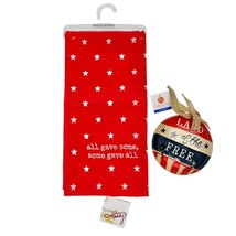 Primitives by Kathy Dishtowel 26 x 20 Red White Some Gave All and Bell 4... - £12.46 GBP