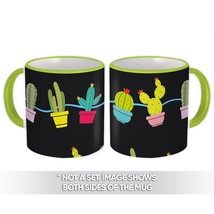 Cute Cactus Vases : Gift Mug Pattern Hanging Black Trend Decor - £12.50 GBP