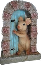 Magical Fairy Door with Enchanting Stone Pattern and Playful Mouse Figurine - £27.18 GBP