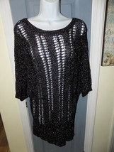 EXPRESS Metallic Black Knit Oversized Sweater Size L Women&#39;s EUC - £30.16 GBP