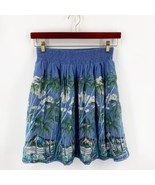 Vanessa Virginia Anthropologie Kahakai Skirt Sz 4 Blue Green Palm Print ... - $658.58 MXN
