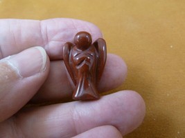 Y-ANG-500) 1&quot; RED JASPER little Guardian Angel GEMSTONE carving pocket g... - £6.77 GBP