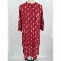 NWT Rangmanch Kurta Sz M Red White Floral Print 3/4 Sleeve Tunic - £20.32 GBP