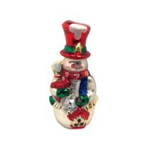 Snowman VTG Victorian Blown Glass Hand Painted Christmas Figurine Frosty READ - £15.59 GBP