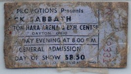 Vintage Black Sabbath Ticket Stub August 14 1980 Dayton Ohio - £34.94 GBP