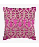 Pink Pillow Cover, Arabic Velvet Gold 16&quot;x16&quot; Velvet, Flaming Fuchsia - €38,85 EUR+