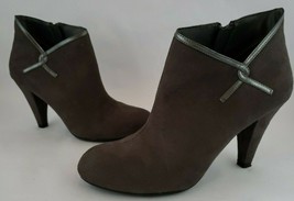 Predictions Gray Faux Suede Dress Casual Office Bootie Shootie Heels Size 9 - £21.29 GBP