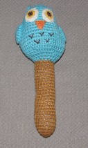 Boutique Knit Crochet Baby Rattle Stick Toy Owl Stuffed - £15.81 GBP