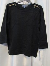 NWT Karen Scott Solid Zip Shoulder Sweater Deep Black M Org $46.50 - £7.32 GBP