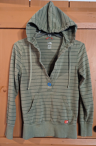 The North Face Womens XS Green Stripe Hooded Pullover Sweater Top Shirt - $15.47