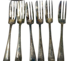 Vintage Nickel Silver Pastry Fork Set with Serving Fork Lot of 7 - £15.27 GBP
