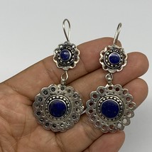 1pc, Handmade Turkmen Earring Tribal Jewelry Lapis Inlay Round Boho, B14209 - £9.58 GBP