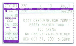 Ozzy Osbourne Rob Zombie Ticket Stub October 31 2001 Tucson Arizona - £31.88 GBP